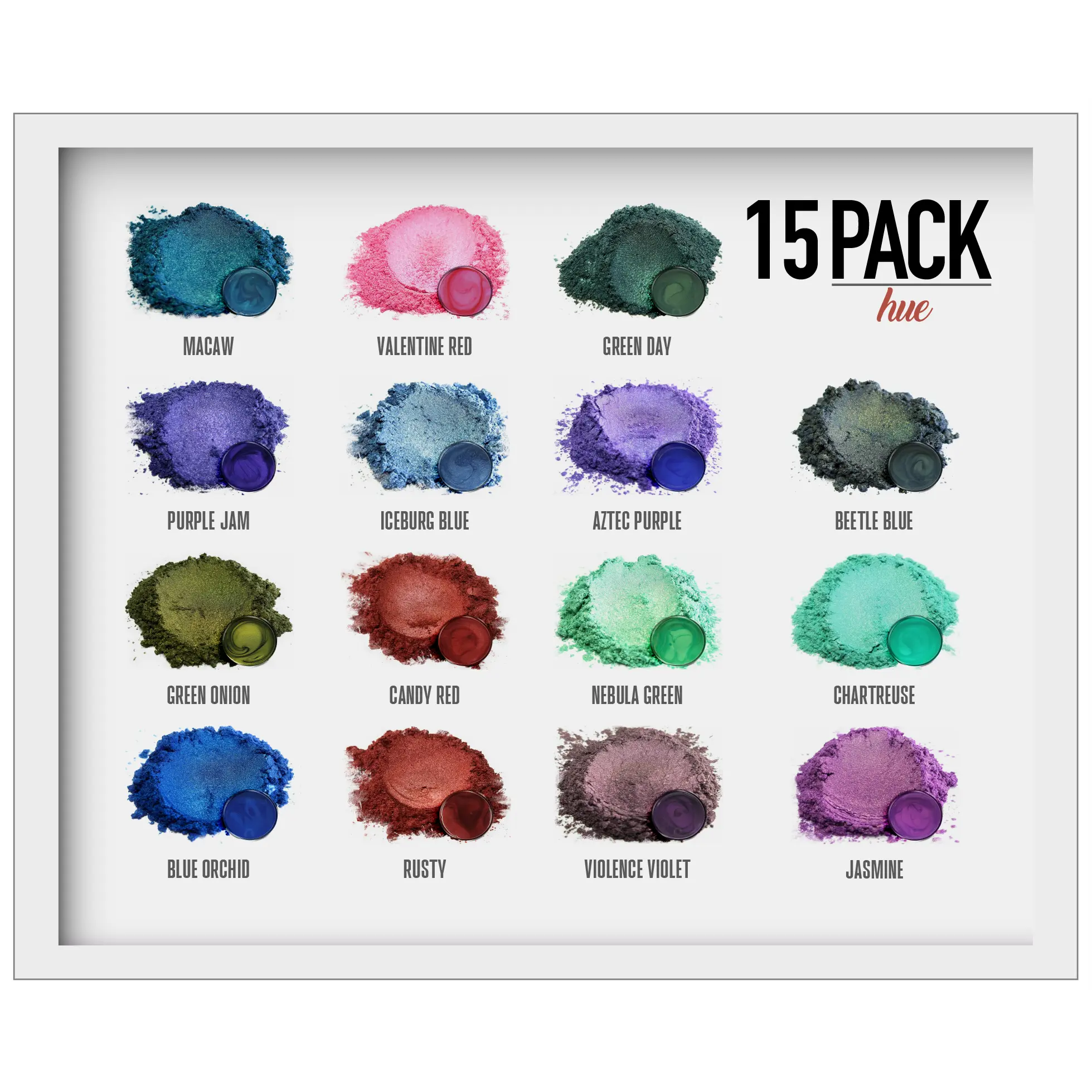 15 & 20 Color Hues Series Pigment Powder Variety Pack