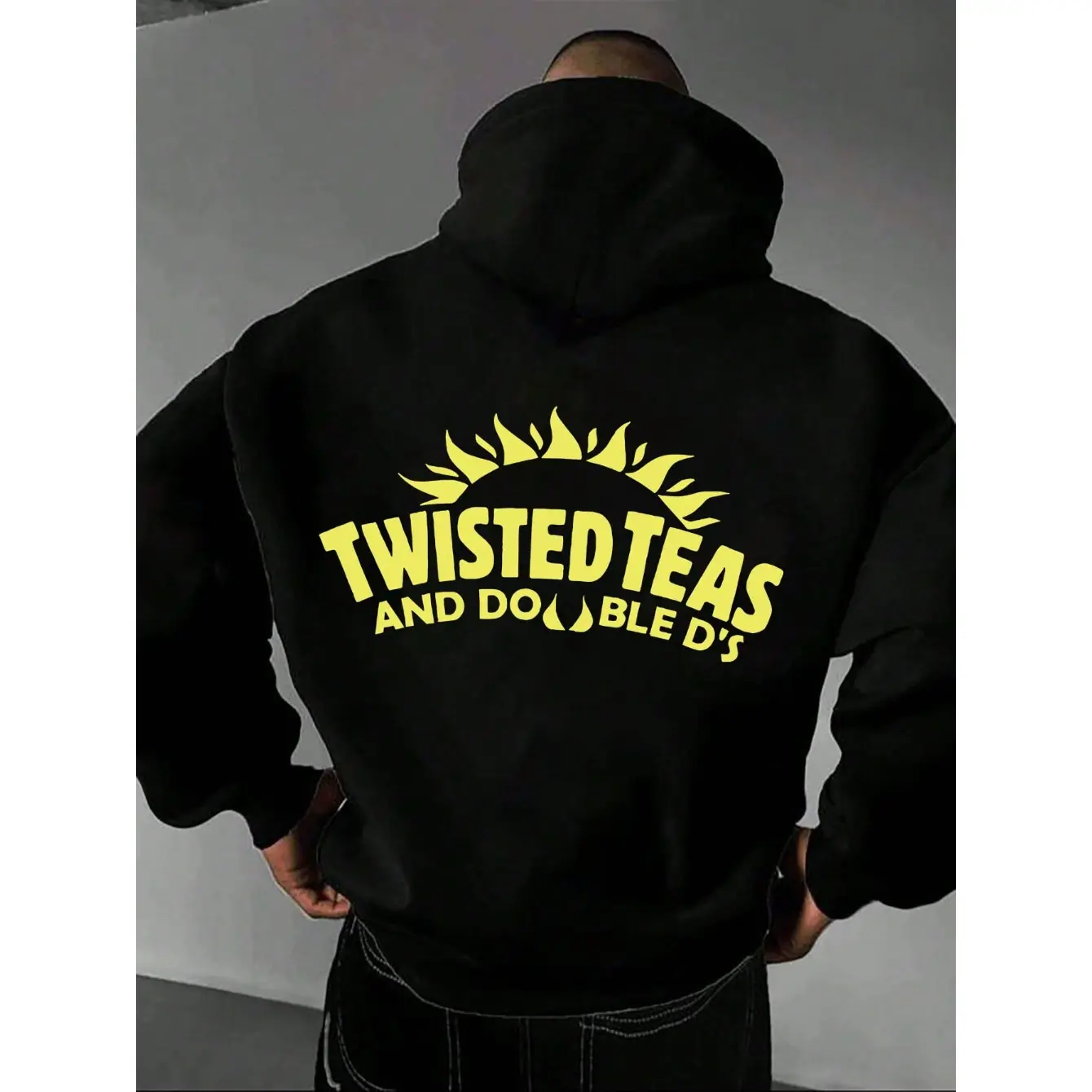Men's Pullover Hoodie - "Twisted Teas & Double D's" Graphic Print, Soft Cotton Blend Regular Fitted Tops, Casual Streetwear Sweatshirt
