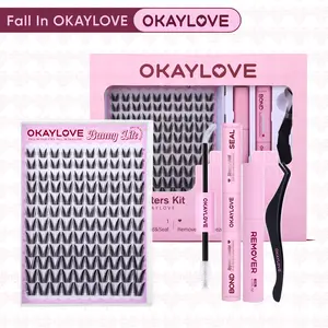 OKAYLOVE Bunny | Bunny Lite Lash Clusters Kit Mang Lash Extension Kit  Lightweight Eyelashes Clusters with Waterproof Long-lasting Lash Bond and Seal,Tweezers and Remover for DIY Eyelash at Home Easily, Natural Makeup Girl Gifts