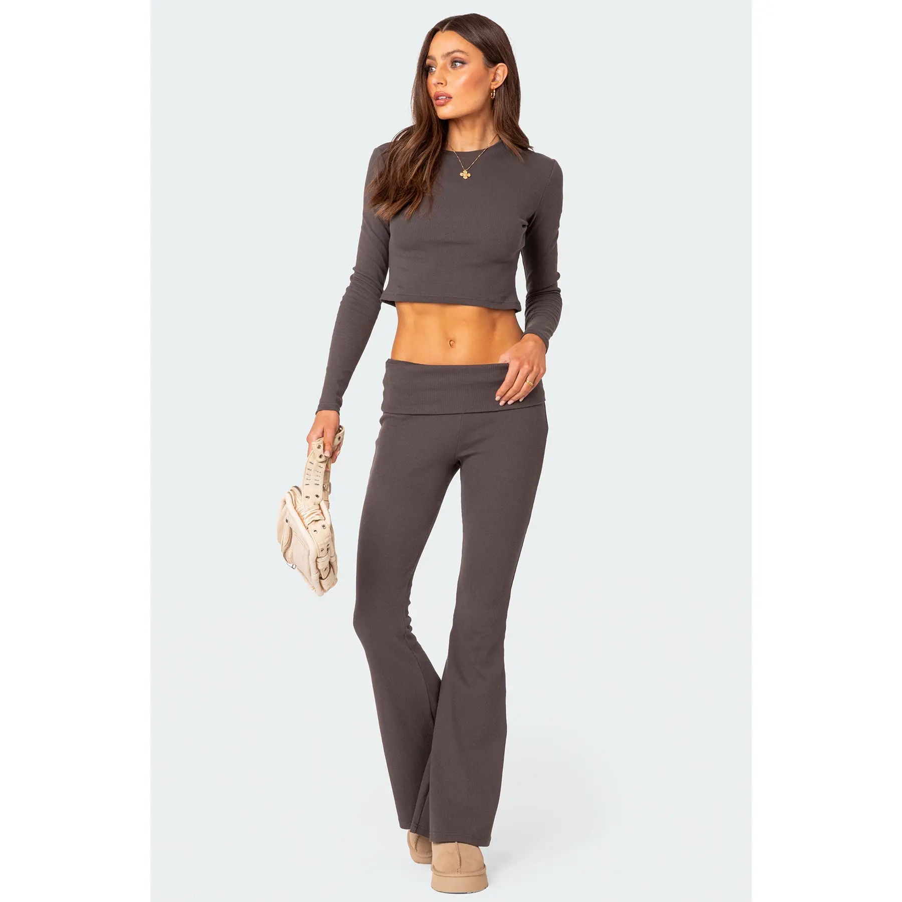 Coffee Break Ribbed Flare Leggings