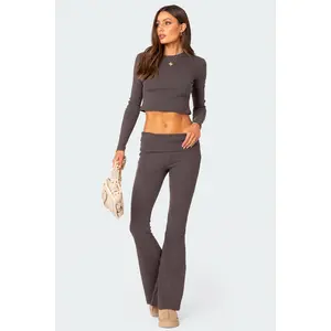 Coffee Break Ribbed Flare Leggings