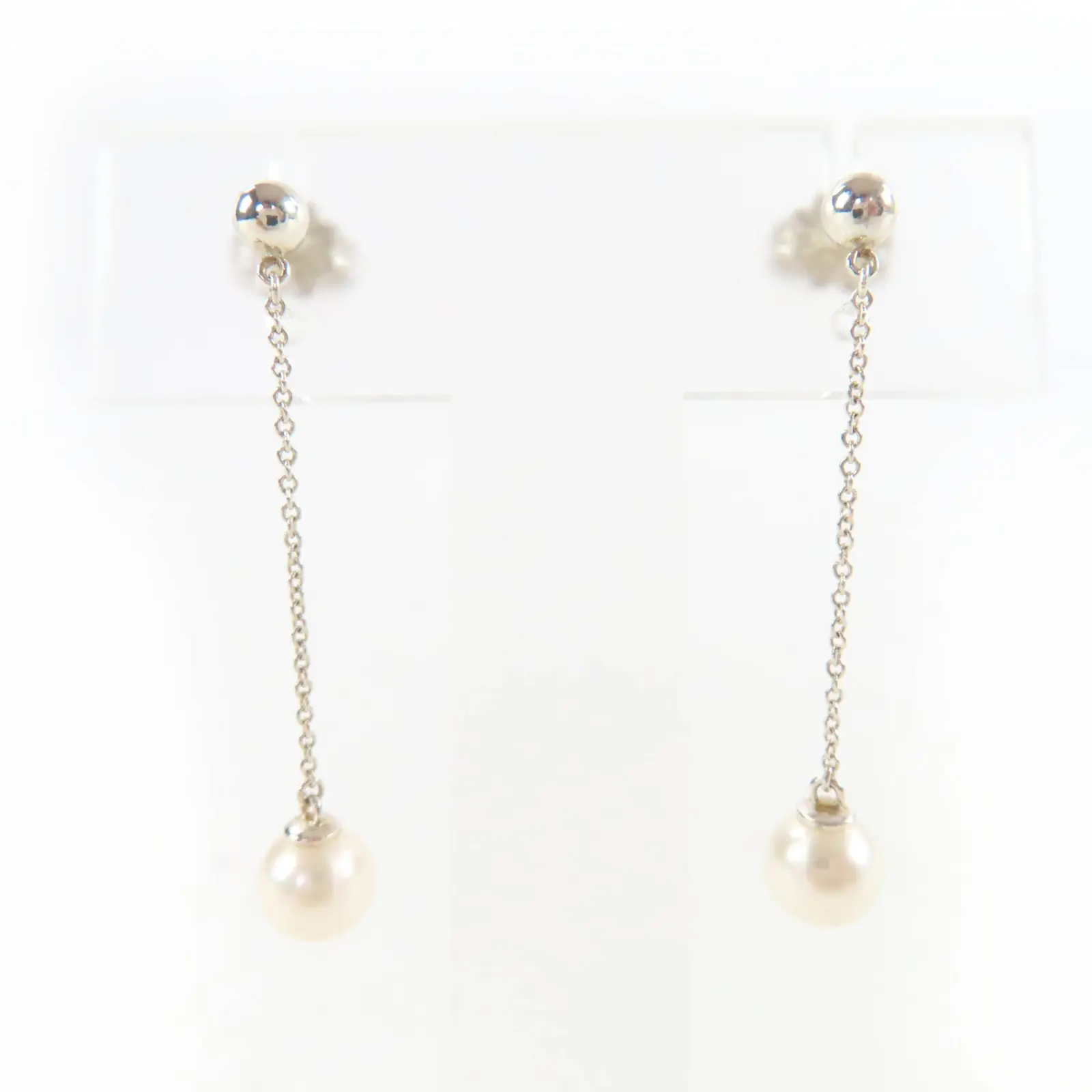Pre-owned Tiffany & Co. Sterling Silver 925 (Ag925) Small Leather Goods Tiffany&Co. Ziegfeld Collection 925 Silver Pearl Earrings