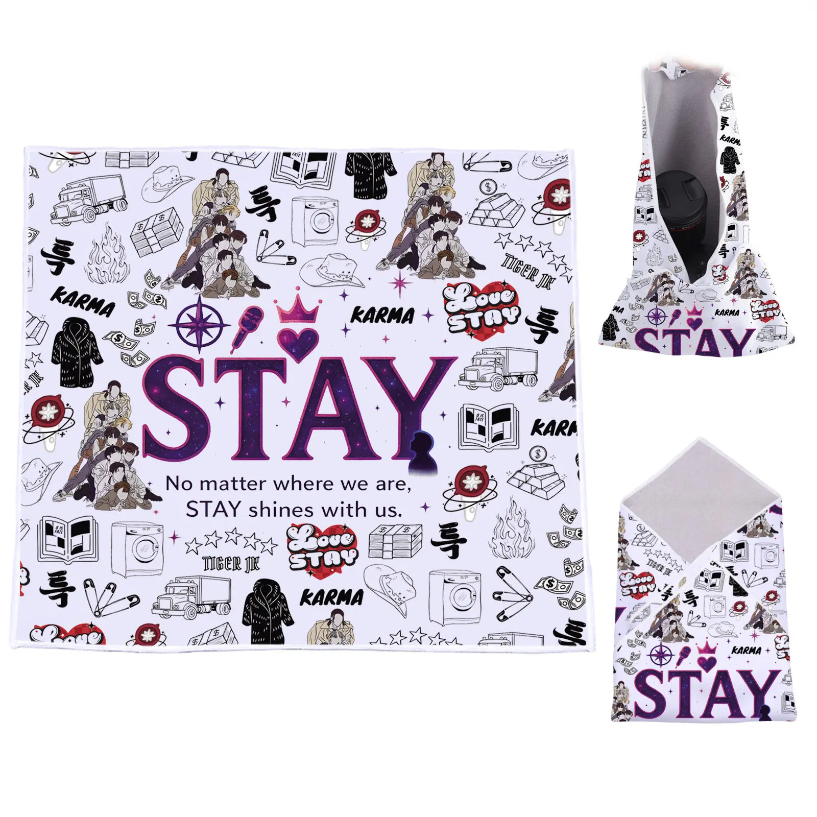 Korean Group Member Self-Adhesive Cloth for Makeup Bag Kpop Idol Merch Stay Fans Gift Daily Use