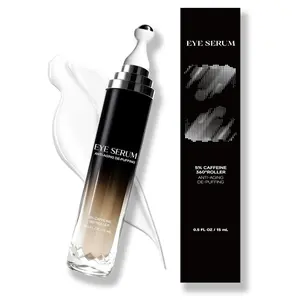 Eye Cream with 360° Roller, Anti Aging Treatment for Wrinkles & Fine Lines, Caffeine Under Eye Serum for Dark Circles & Puffiness, Retinol Peptides, 0.5 fl oz