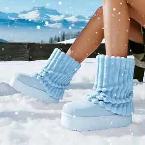 Women's Winter Fur Boots Warm Plush Platform Snow Boots Anti-Slip Cozy Ankle Booties Multiple Colors Waterproof Suede Leather EVA Outsole Comfortable Insoles winter  boots warm snow Flatform Footwear