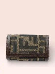 Pre-owned FENDI Canvas Small Leather Goods Zucca 6 Ring Key Case, Compact Fit Small Leather Goods