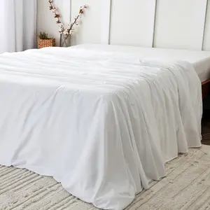 Mellanni Iconic Collection Flat Sheet 1 Piece - Soft Silky Satin Microfiber, Breathable & Cooling, Machine Washable, Wrinkle Fade Stain Resistant, Reversible Microfiber Bedding