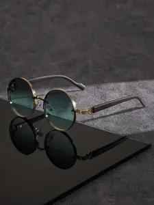 Men's Classic Retro Round Sunglasses with Faux Wood Texture Legs, Perfect for Vacation, Driving, Camping, Includes Cleaning Cloth, Classic Shades