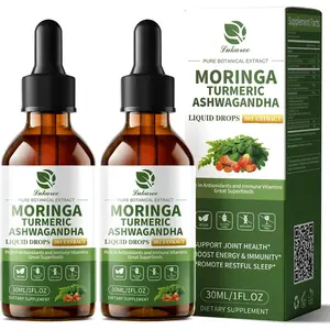 Lukaree 12-in-1 Lipsomal Moringa Leaf Drops with Ashwagandha Turmeric Quercetin, 98% Absorption & 30:1 Pure Moringa Extract for Energy Immune Joint Digestive Support, Vegan Non-GMO Gluten-Free