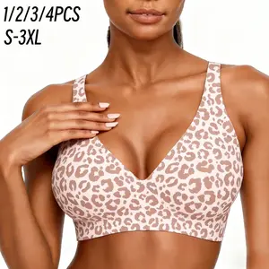 1/2/3/4PCS Womens Jelly Bras Wireless Supportive Bra Push Up Plus Size Comfort Soft No Underwire Seamless Comfortable Wireless T-Shirt Everyday Bras Wings Full Coverage S-3XL