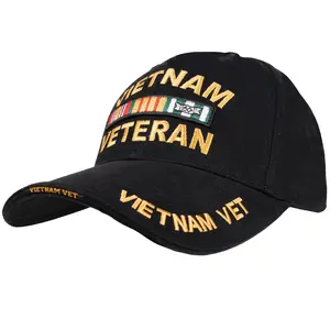 Black - Deluxe VIETNAM VETERAN Adjustable Baseball Cap, Structured, Brushed Cotton