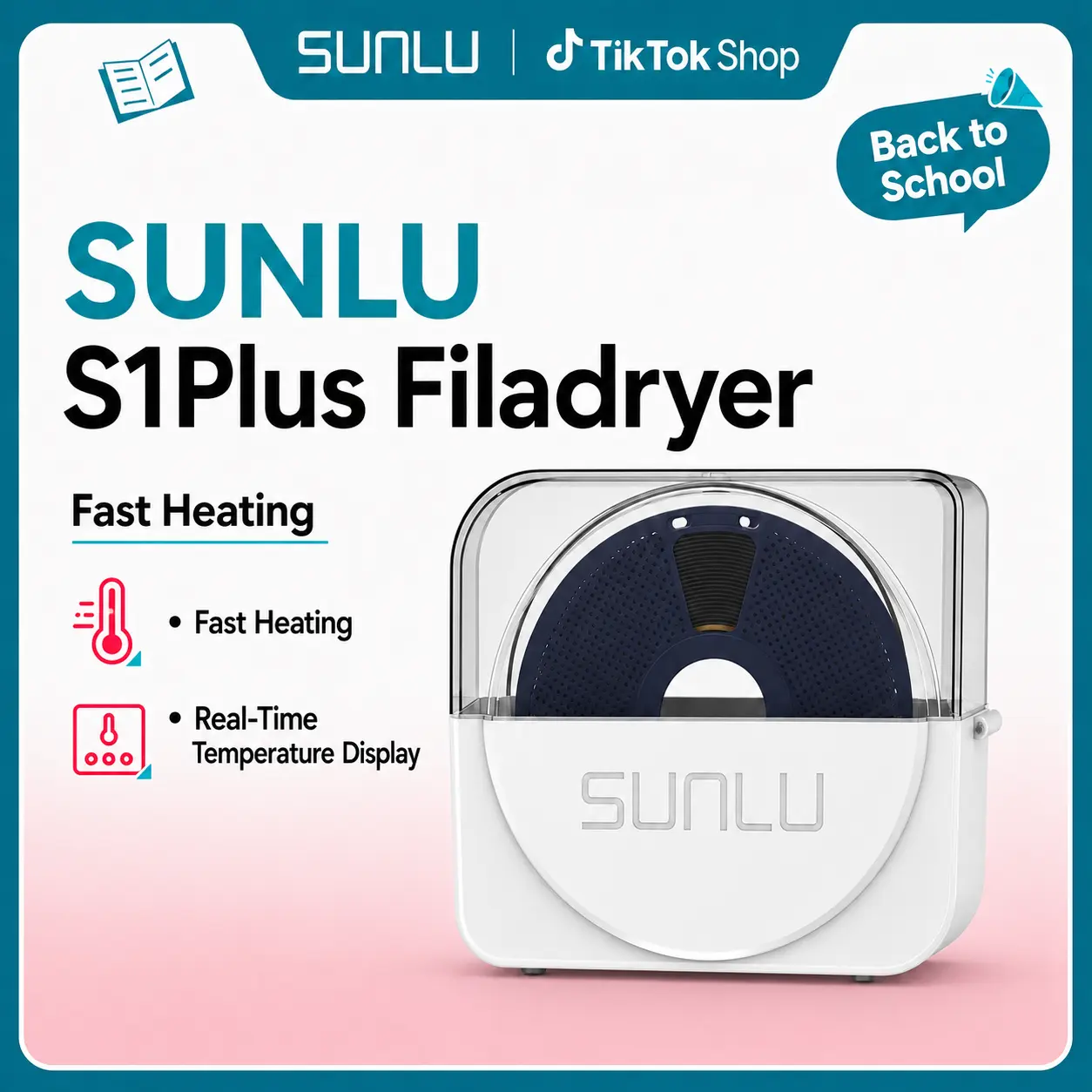 SUNLU Official Filament Dryer S1 Plus, 3D Printing Assistant Black Friday sales Built-in Circulation Fan, Filament Dryer Box Storage Box for 3D Printer Filament 1.75 2.85 3.00, S1 Plus White suit for bambu filament Black Friday sales Christmas  gitf summe