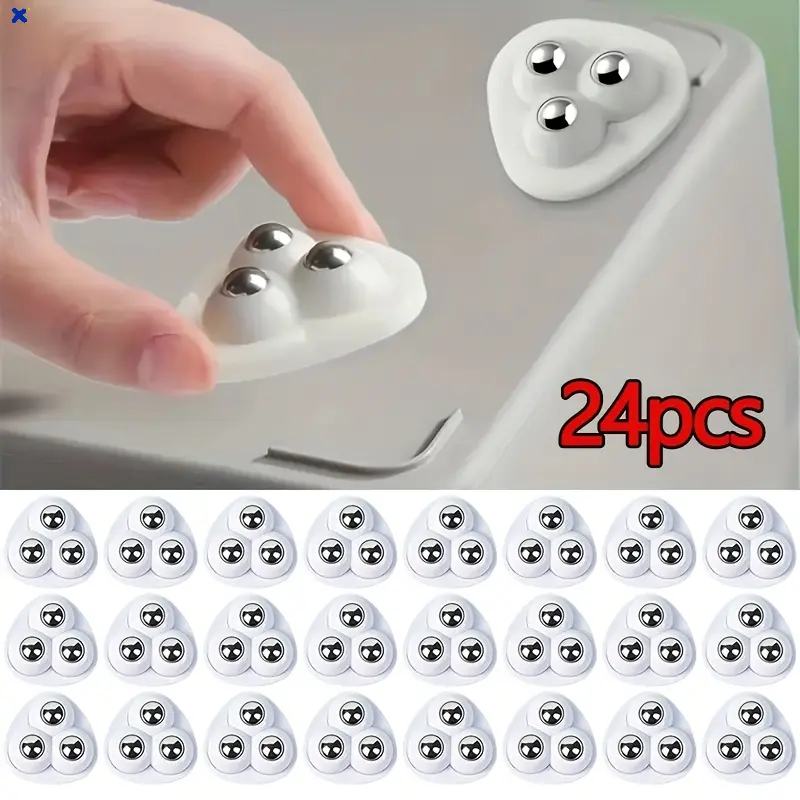 24Pcs Self-Adhesive Bearing Caster Wheels, 360° Rotation, Easy to Install, Compact Sturdy ABS Universal Rollers for Home, Office & DIY Projects