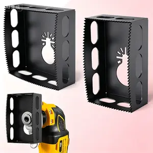 Oscillating Drywall Outlet Cutter Tool, Square Slot Cutter for Single Gang Wall Boxes, Stainless Steel Electrical Box Cutter for Sheetrock and Plywood, Drywall Cutout Tool Fits Most Oscillating Multi-Tools, Reusable Handheld Cutter for Easy Drywall Repair