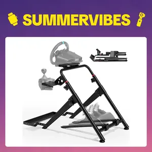 【SummerVibes】ARES WING Foldable Sim Racing Wheel Stand with Chair Fixing Slot, Formula and GT Racing Simulator Cockpit Compatible with Fanatec, Thrustmaster, Logitech, Moza, Racing Games on PS5, PS4, Xbox and PC