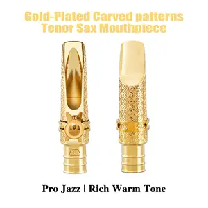 Metal Jazz tenor Saxophone Mouthpiece -Music Accessories,  Warm Deep Vibrant Tone, Intricately carved patterns cover the entire body， Ideal for beginners in Concert band, Jazz band and Marching band