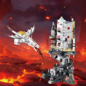 Miniature castle building set, White Dragon Castle model, suitable Christmas and birthday gift toys for both boys and girls