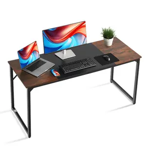 【Summervibes】VEVOR Computer Desk, 63 Inch Office Gaming Desk for Home Office, Writing Study Work Modern Simple Table with Metal Frame for Large Legroom, Rustic Brown and Black