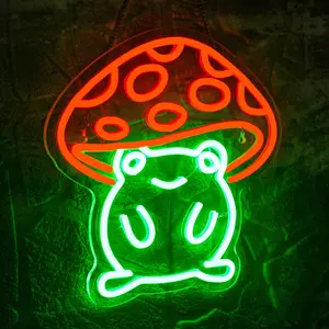 Mushroom Frog Design Neon Sign, USB Powered Neon LED Wall Hanging Light, Decorative Lamp for Bar, Shop, Restaurant, Window Display, Game Room, Led Neon Lights