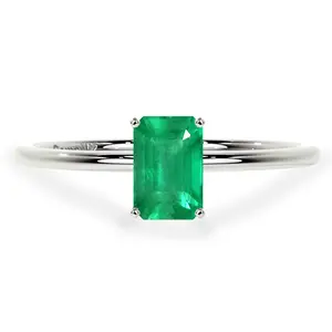 Dainty Emerald Cut Four Prong Emerald Solitaire Ring (1.00cts.)- REM073-7X5-AA