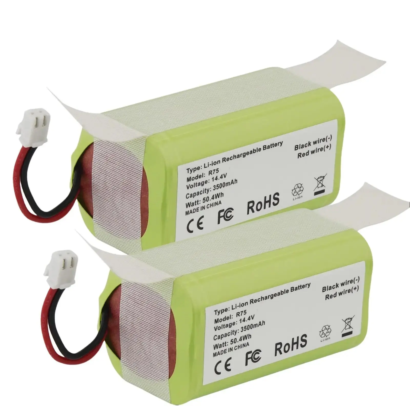 2pcs Replacement RVBAT850 Battery For Shark Ion R75, RV761, RV850C, RV1000S, RV1100VL, RV1001AE, UR1000SR, RV700_N, RV720_N Vacuum Cleaners (2-Prong Connector, NOT For 3-Prong)