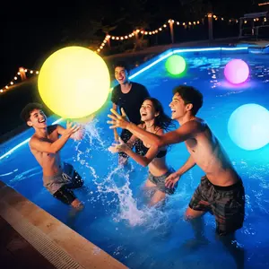 Summer Spring Gift Pool Toys - 16" Light Up Beach Ball, 1/2/4 Pack Glow in The Dark Balls with 8 LED Modes, Pool Games for Adults, Teens and Kids, LED Ball for Outdoor or Indoor Activities