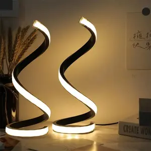 2PC Creative Spiral Three-Color Adjustable LED Desk Lamp, Three-Color Dimming, Soft Lighting, Eye-Friendly and Comfortable, Suitable for Bedroom, Living Room, Bathroom, and Home Decor, USB-Powered Desktop Lamp