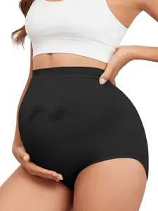Maternity Underwear for Women Seamless High Waisted Stretchable Belly Support Panties Plus Size Comfortable Grow With Bump Supportive Maternity Underwear Pregnancy Shapewear
