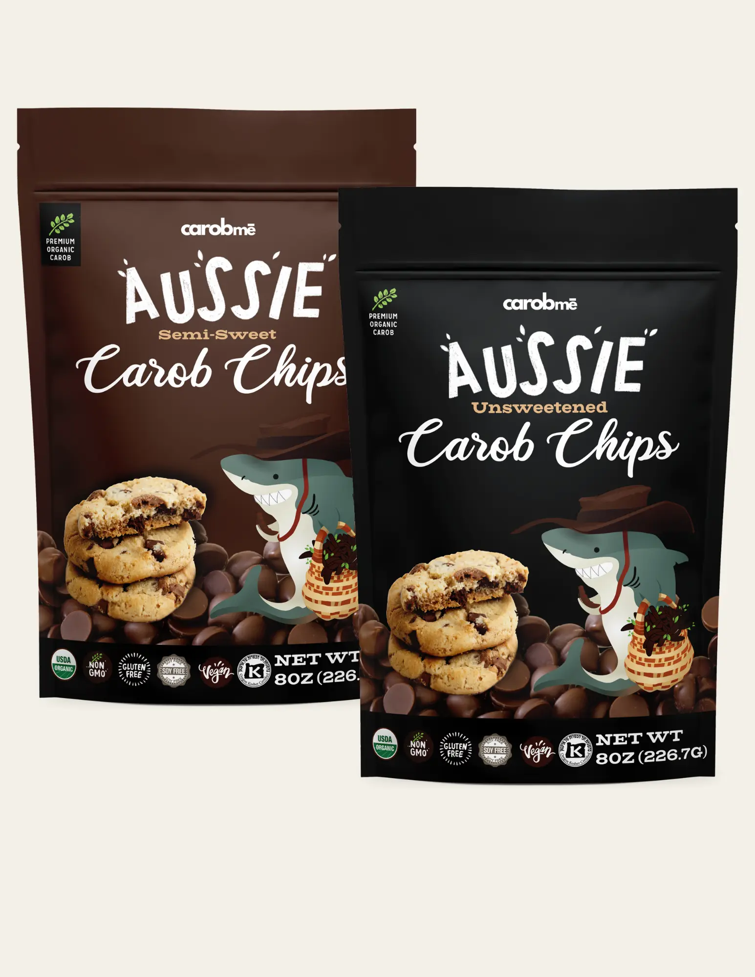 Carobmē Organic Carob Chips Semi-Sweet ~ Unsweetened