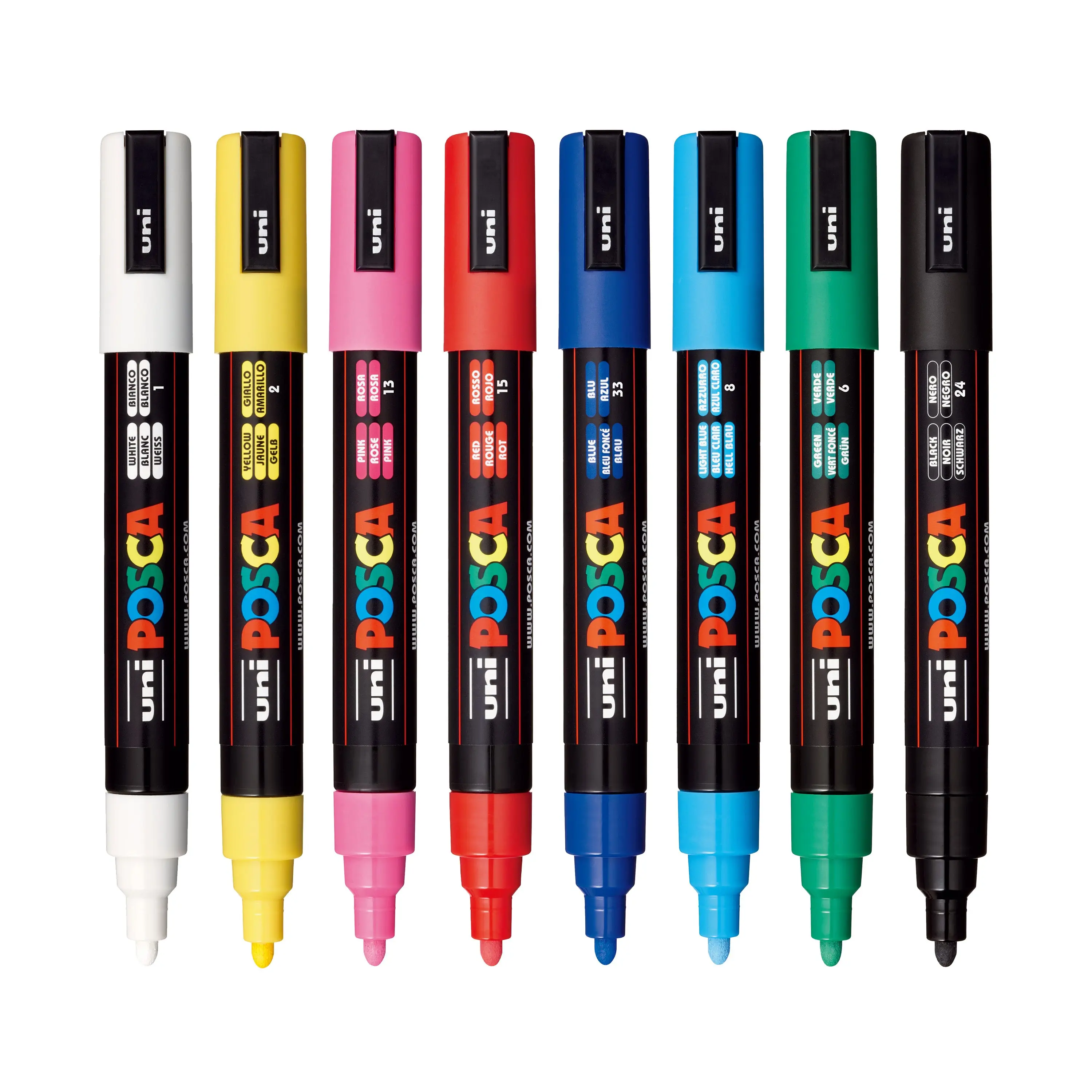 POSCA® PC-5M Water-Based Paint Markers, Medium Reversible Tip (1.8–2.5 mm), 8 Count Assorted Colors