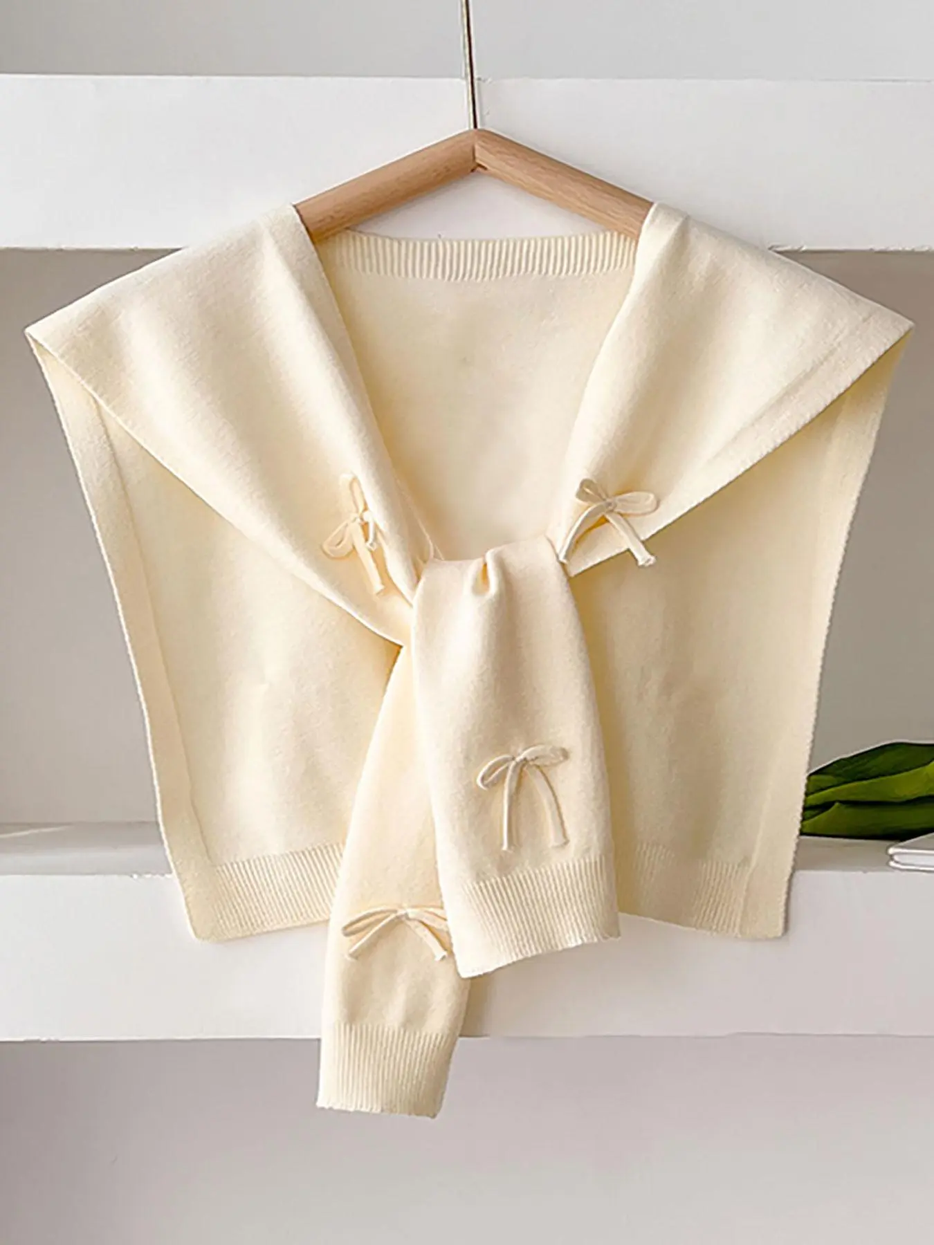 Women's Solid Color Bow Decor Shawl, Polyester Scarf, Chic Casual Soft Comfortable Shawl for Daily Wear, Fashion Accessories for Women & Girls