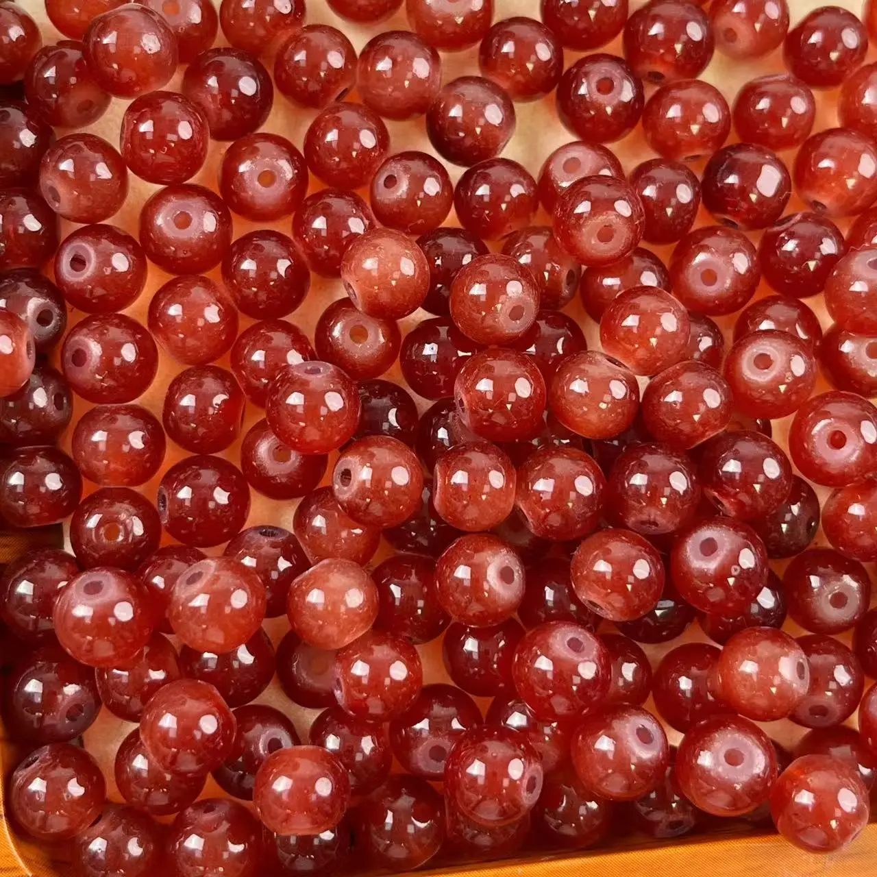 【DIY21】8mm Clear Red Glass Bead 50ml