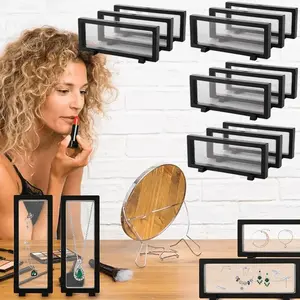 12 Pack 3D Floating Display Case, Transparent PE Suspended Storage Box, Dustproof Floating Frame Display Holder, Multisize Square Base Showcase for Challenge Coin, Jewelry, AA Medallions, Fossil, Rock, Gemstone Specimen Home Decor Collection tiktokshopspr