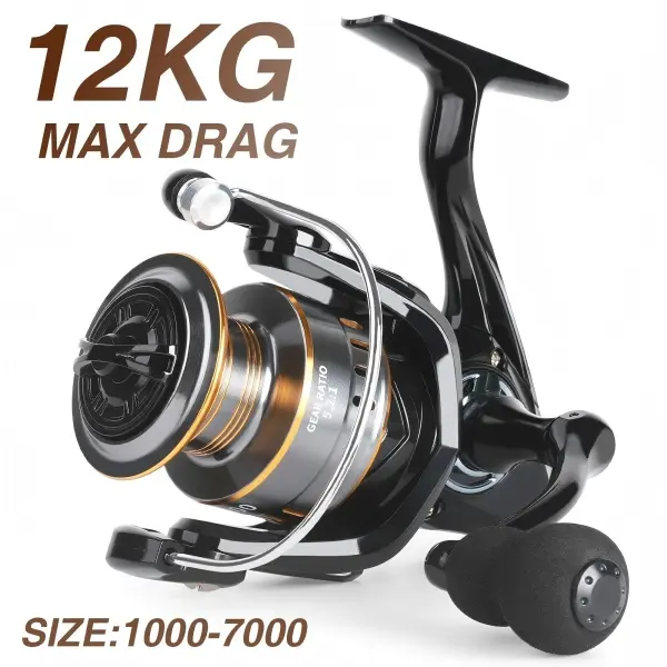 BILLINGS EK1000-7000 Series Spinning Reel, 5.2:1 Gear Ratio, Metal Spool, EVA Grip, Smooth Retrieve, Suitable for Saltwater and Freshwater