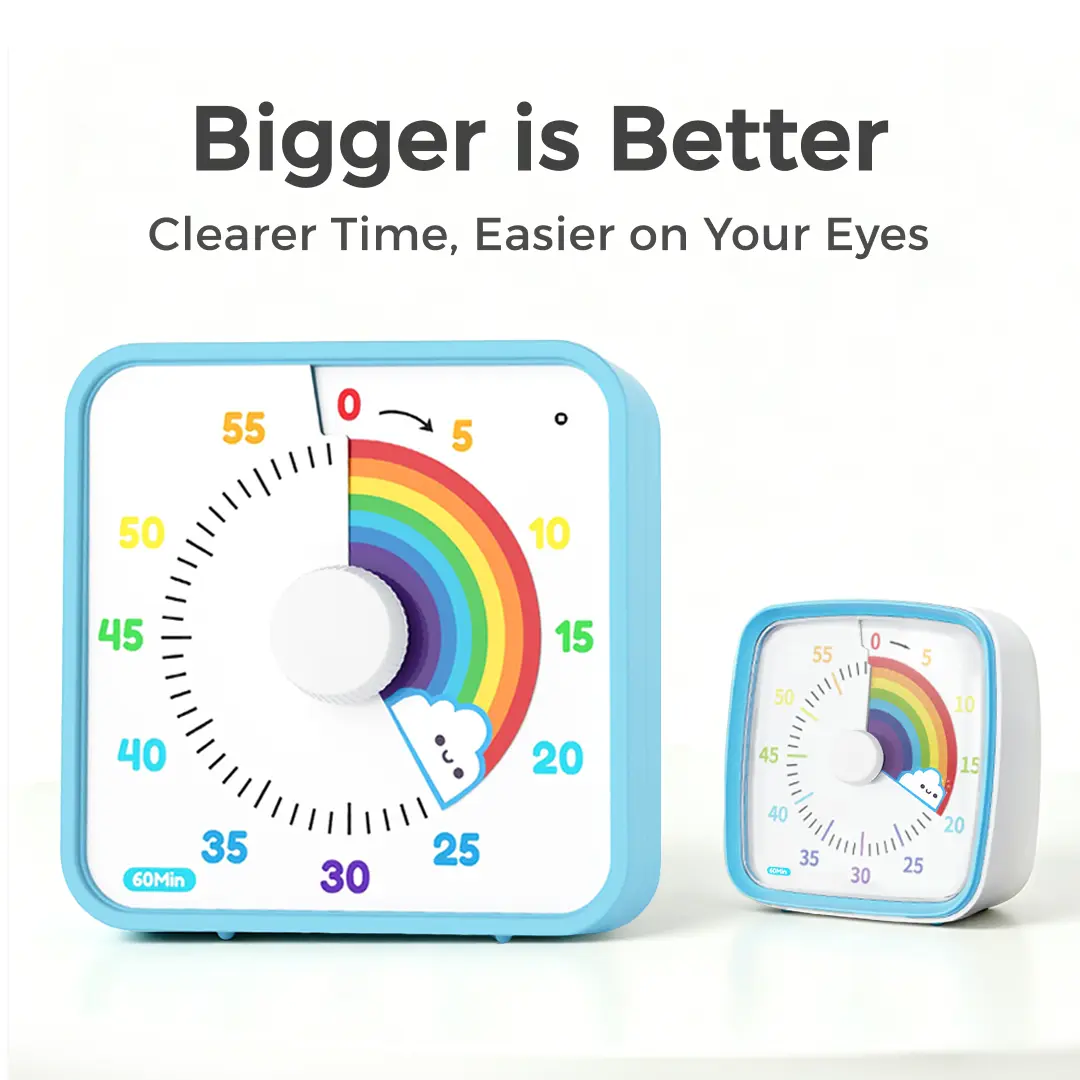 Large Visual Timer 60 Minute for Kids and Adults, Rainbow Visual Timer, Non-Ticking 7.5 Inch Large Visual Countdown Timers for Classroom Desk Countdown Clock with Magnetic Backing, Kids Pomodoro Timer Clock
