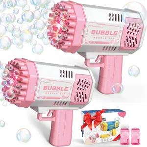 2PCS Bubble Machine with 40 Holes & Colorful Lights – Fun for Kids & Adults!  Perfect for Summer Parties, Weddings, Birthdays & Outdoor Play!