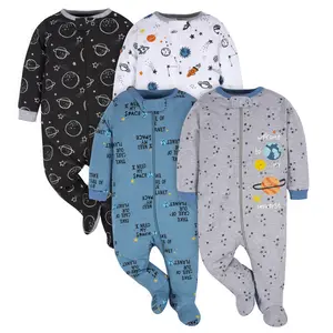 Gerber Baby Boys' Long Sleeve Sleep 'N Plays - 4-Pack