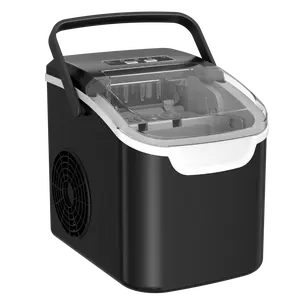 Antarctic Star Countertop Ice Maker Machine, 8 Ice Cubes in 6 mins, 26lb/Day Ice with 2 Sizes- Portable Mini, Energy Saving & Basket/Scoop for Home/Party/Travel/Camping/Bar, Dark Black