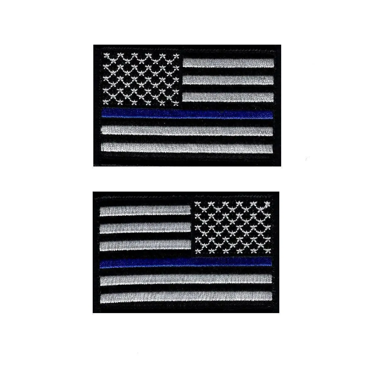 Police Law Enforcement Thin Blue Line USA Flag Reverse Bundle of 2 pcs Hook Patch