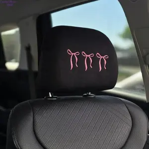 2-Piece Pink Bow Embroidered Car Headrest Covers, Soft Breathable Universal-Fit Girly Cute Auto Protectors, Women’s Fashion Accessories for Car, Stylish SUV & Sedan Interior Decor, Girly Car Accessories