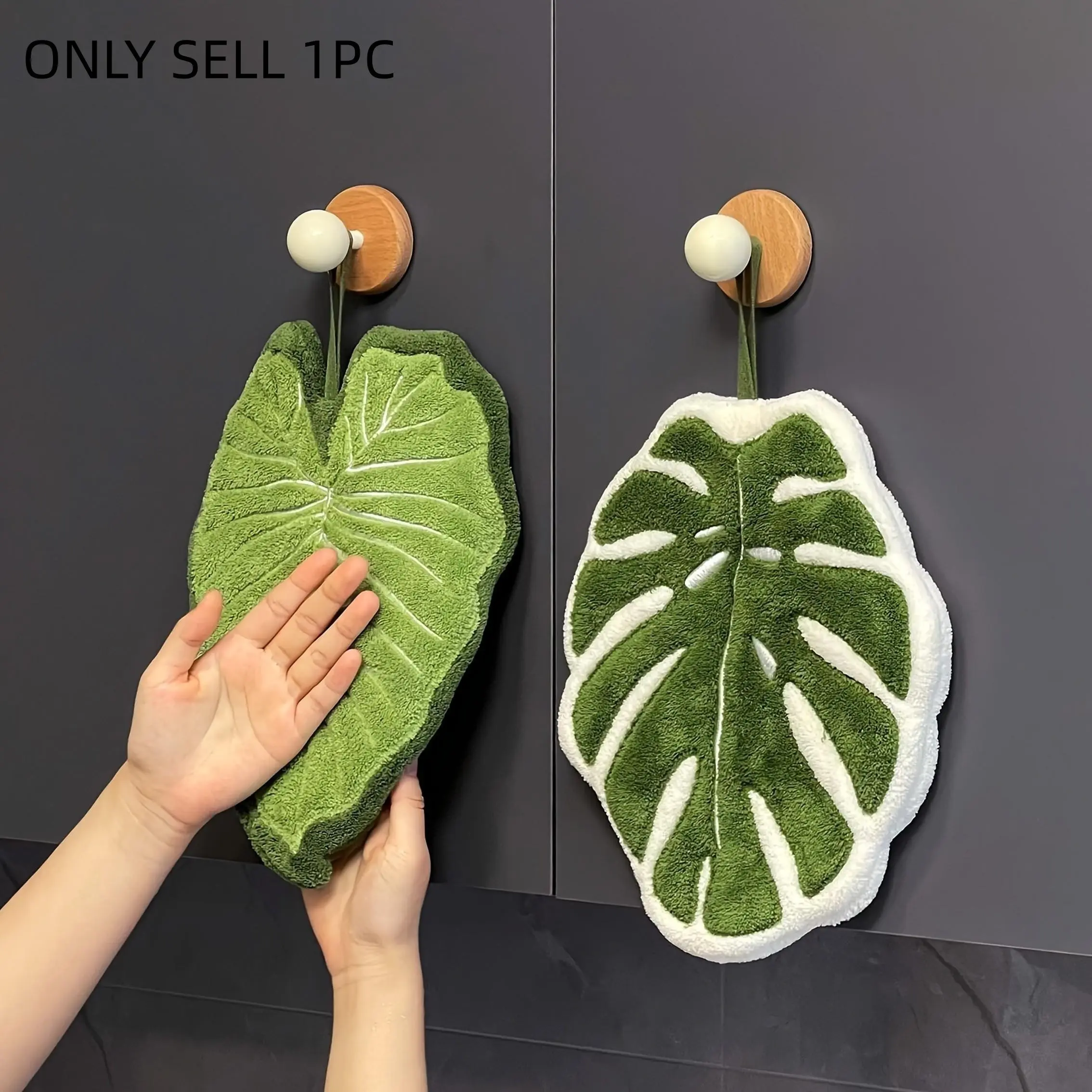 Creative Aesthetic Leaf Bathroom Hand Towel, Soft Absorbent Drying Towel, Quick Dry Absorbent, Water Absorbent Towel, Hanging Design Absorbent Material, Hangable, for Bathrooms, Restaurants, Kitchens, Thick Turtleback Leaf Cloth, Quick Drying Towels