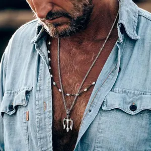 FaithHeart Poseidon Ancient Greece Amulet Pendant Necklace Stainless Steel