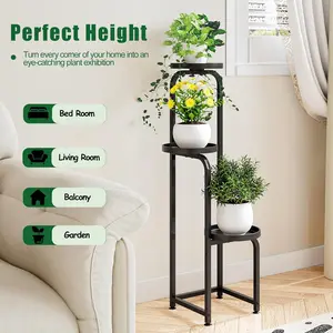 Tall Plant Stand Indoor Outdoor, Corner Metal Flower Pot Stands for Multiple Plants, 3 Tier Heavy Duty Plant Shelf for Patio Garden Balcony Living Room Bedroom