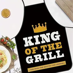 King of BBQ Printed Apron, Durable Polyester Material, Suitable for Cooking, Grilling, Gardening, Painting, Unisex for Indoor & Outdoor Use
