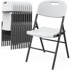 Ubesgoo 4/6/10 Pack Heavy-Duty Foldable Chairs HDPE Plastic Seats with Steel Frame for Indoor Outdoor Dining Parties Weddings Schools 350lbs Capacity