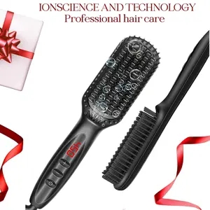 Advanced Electric Multifunctional Ceramic Straightening Brush Beard Comb, Negative Ion Fast Heating, Adjustable Temperature, Home Use, Valentine Gift, Hair Straightening Brush