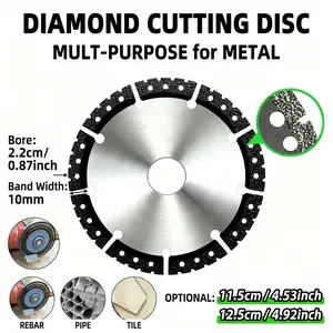 3pcs 4.5" angle grinder cutting blades for dry cuts—suitable for metal, tile, stone, marble, and cast iron; multi-purpose tool accessory