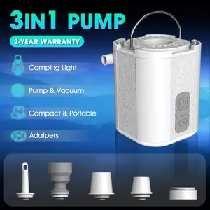 【Camdoor】 High-Power Air Pump Kit, Dual-Use Inflator/Deflator, Specialized for Outdoor Camping Air Mattress, Includes 5 Nozzles + Storage Bag + LED Camp Light, Large Capacity Battery, Car & Home Electric Air Pump, Portable & Lightweight