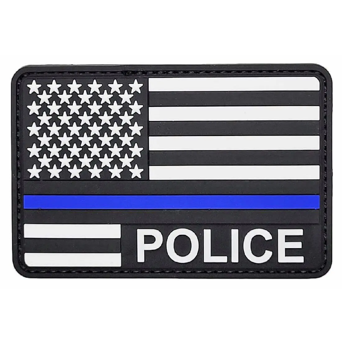 USA Flag Police Thin Blue Line Morale PVC Patch (PL7)