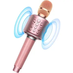 Karaoke Microphone, Built-in Loud Speaker for 10H Playback, Add Reverb/Duet Mode/Earbuds , Portable Karaoke Machine for Entertainment & Singing Practice (Rose )